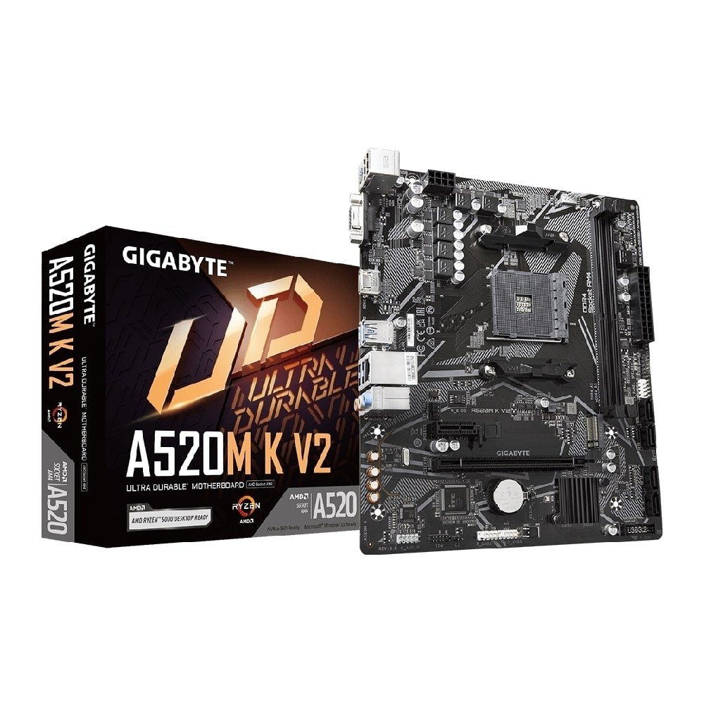 MB GIGABYTE A520 AMD S-AM4 3A GEN/2XDDR4 3200/HDMI/DVI/VGA/4XUSB 3.2/M.2/MICRO ATX/GAMA BASICA [ A520M-K-V2 ][ MB-1257 ]