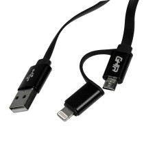 CABLE 2 EN 1 MICRO USB/TIPO LIGHTNING GHIA 1.0 MTS USB 2.1 CARGA Y TRANSFERENCIA DE DATOS NEGRO [ GAC-100 ][ CB-1259 ]