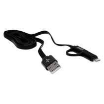 CABLE 2 EN 1 MICRO USB/TIPO LIGHTNING GHIA 1.0 MTS USB 2.1 CARGA Y TRANSFERENCIA DE DATOS NEGRO [ GAC-100 ][ CB-1259 ]