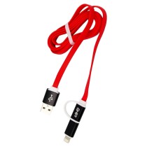 CABLE 2 EN 1 MICRO USB/TIPO LIGHTNING GHIA 1.0 MTS USB 2.1 CARGA Y TRANSFERENCIA DE DATOS ROJO/NEGRO [ GAC-099 ][ CB-1261 ]