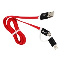 CABLE 2 EN 1 MICRO USB/TIPO LIGHTNING GHIA 1.0 MTS USB 2.1 CARGA Y TRANSFERENCIA DE DATOS ROJO/NEGRO [ GAC-099 ][ CB-1261 ]