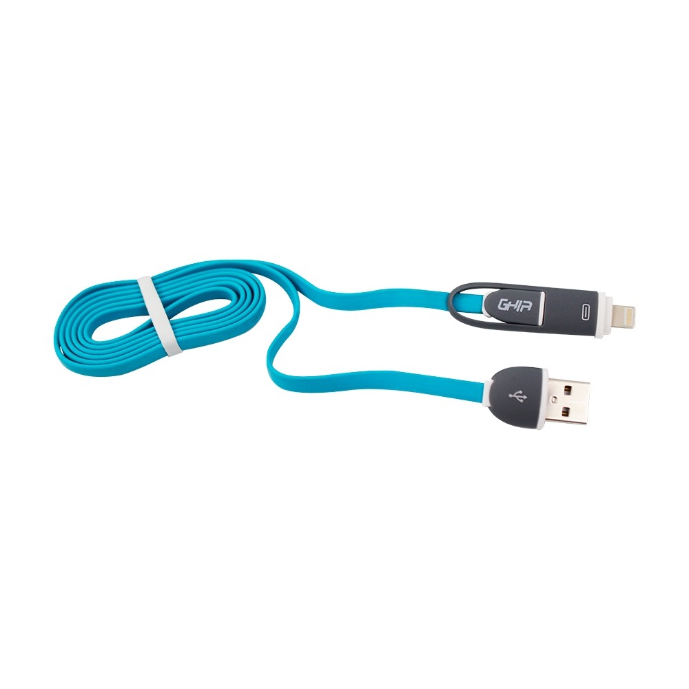 CABLE 2 EN 1 MICRO USB/TIPO LIGHTNING GHIA 1.0 MTS USB 2.1 CARGA Y TRANSFERENCIA DE DATOS CON PROTEC [ GAC-096 ][ CB-1263 ]