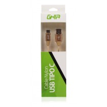 CABLE TIPO C GHIA 1.0 MTS USB 2.1 CARGADOR Y TRANSFERENCIA DE DATOS DORADO [ GAC-085 ][ CB-1274 ]