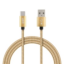 CABLE MICRO USB FORRO METALICO GHIA 1.0 MTS USB 2.1 CARGADOR Y TRANSFERENCIA DE DATOS DORADO [ GAC-086 ][ CB-1275 ]