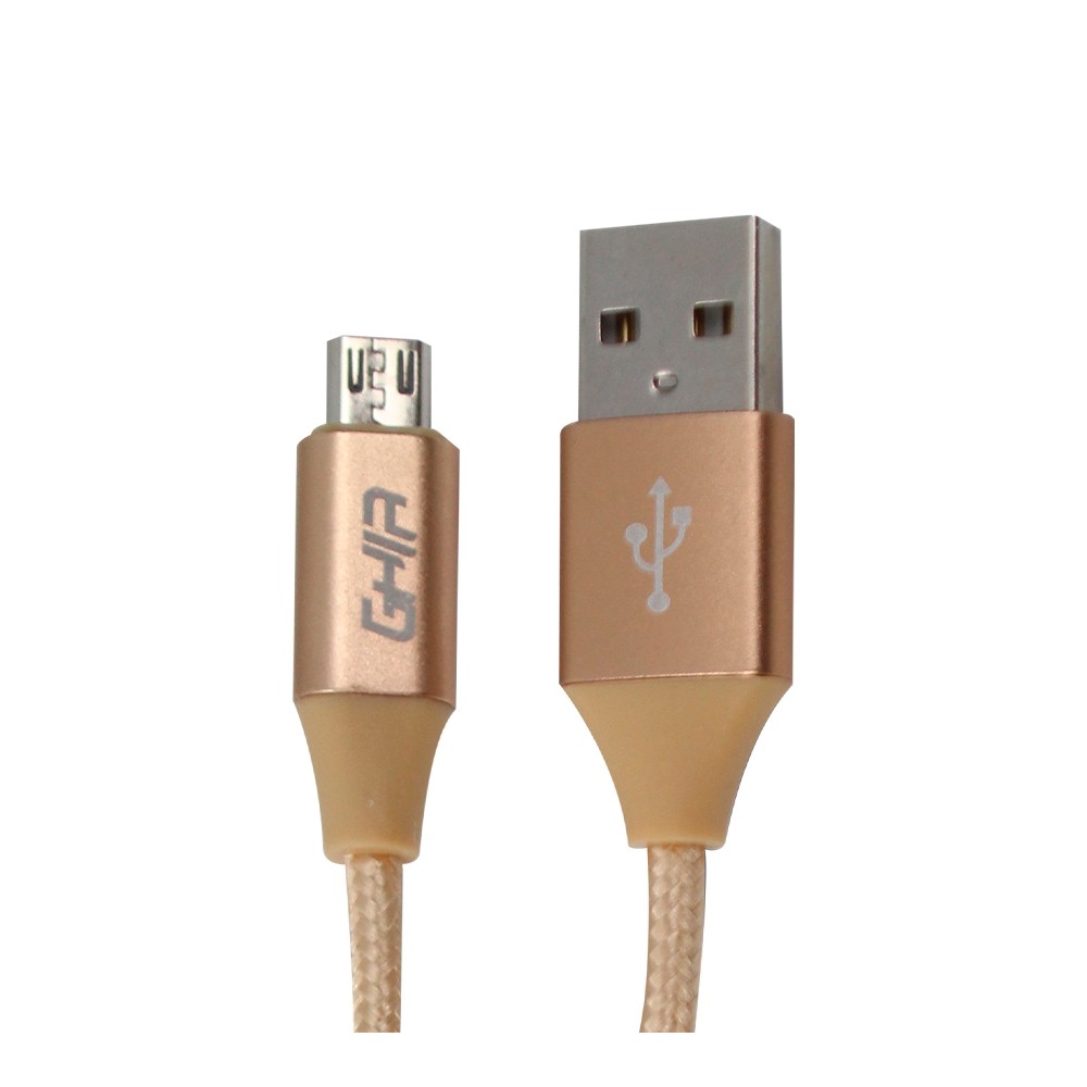 CABLE MICRO USB GHIA 1.0 MTS USB 2.1 CARGADOR Y TRANSFERENCIA DE DATOS DORADO [ GAC-079 ][ CB-1280 ]