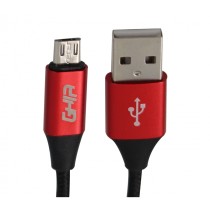 CABLE MICRO USB GHIA 1.0 MTS USB 2.1 CARGADOR Y TRANSFERENCIA DE DATOS NEGRO/ROJO [ GAC-078 ][ CB-1282 ]