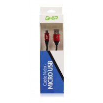 CABLE MICRO USB GHIA 1.0 MTS USB 2.1 CARGADOR Y TRANSFERENCIA DE DATOS NEGRO/ROJO [ GAC-078 ][ CB-1282 ]