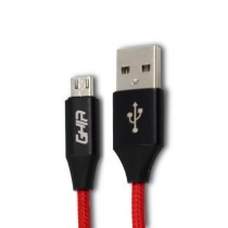 CABLE MICRO USB GHIA 1.0 MTS USB 2.1 CARGADOR Y TRANSFERENCIA DE DATOS ROJO/NEGRO [ GAC-077 ][ CB-1283 ]