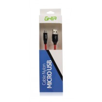 CABLE MICRO USB GHIA 1.0 MTS USB 2.1 CARGADOR Y TRANSFERENCIA DE DATOS ROJO/NEGRO [ GAC-077 ][ CB-1283 ]