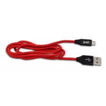 CABLE MICRO USB GHIA 1.0 MTS USB 2.1 CARGADOR Y TRANSFERENCIA DE DATOS ROJO/NEGRO [ GAC-077 ][ CB-1283 ]