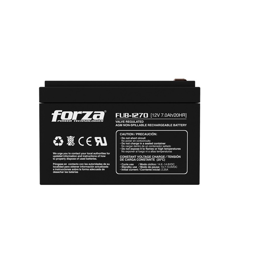 BATERIA SELLADA FORZA RECARGABLE FUB-1270 12V/7AH -  AGM, SIN MANTENIMIENTO. [ FUB-1270 ][ FR-2115 ]