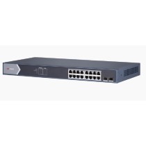 SWITCH GIGABIT POE+ HIKVISION DS-3E1518P-SI ADMINISTRABLE / 16 PUERTOS 10/100/1000 MBPS POE+ / 2 PUE [ DS-3E1518P-SI ][ AC-10721 ]