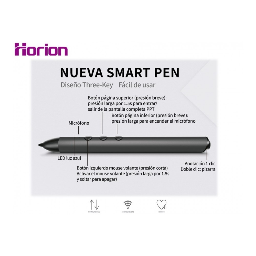 PLUMA INTELIGENTE HORION HP-3S FUNCIN 6 EN 1 RF 2.4G BLUETOOTH NFC COMANDOS DE VOZ [ HP-3S ][ AC-11188 ]