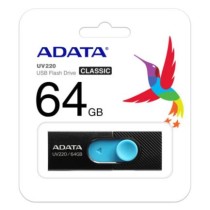 Memoria USB Adata UV220 64 GB 2.0 Color Negro-Azul [ AUV220-64G-RBKBL ]