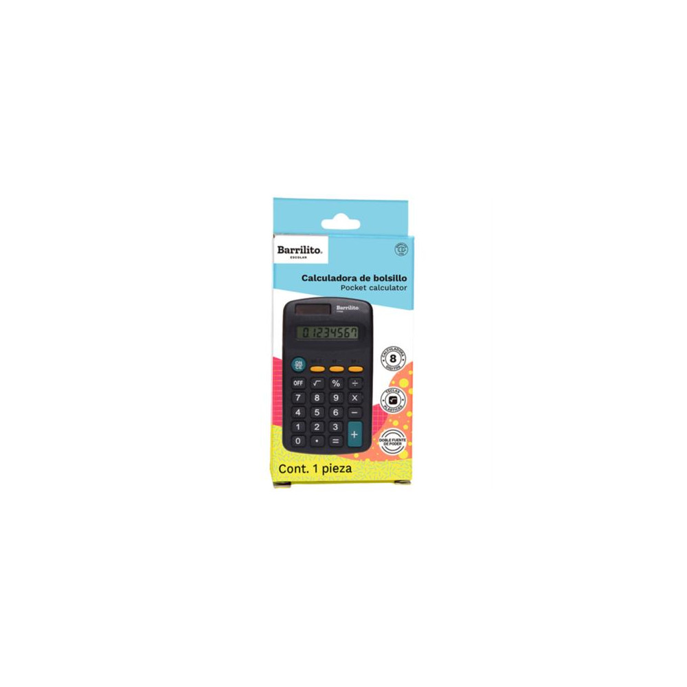 Calculadora Barrilito Bolsillo 8 Digitos 1 Pza [ 7723G ]