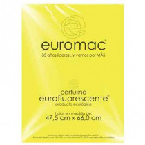 CARTULINA EUROMAC FLUORESCENTE AMARILLO 47.5X66CM C/10 [ EF0031 ]