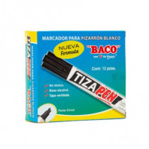 Marcador Baco Tizapen Barril Metálico Color Negro C/12 Pzas [ MR020 ]