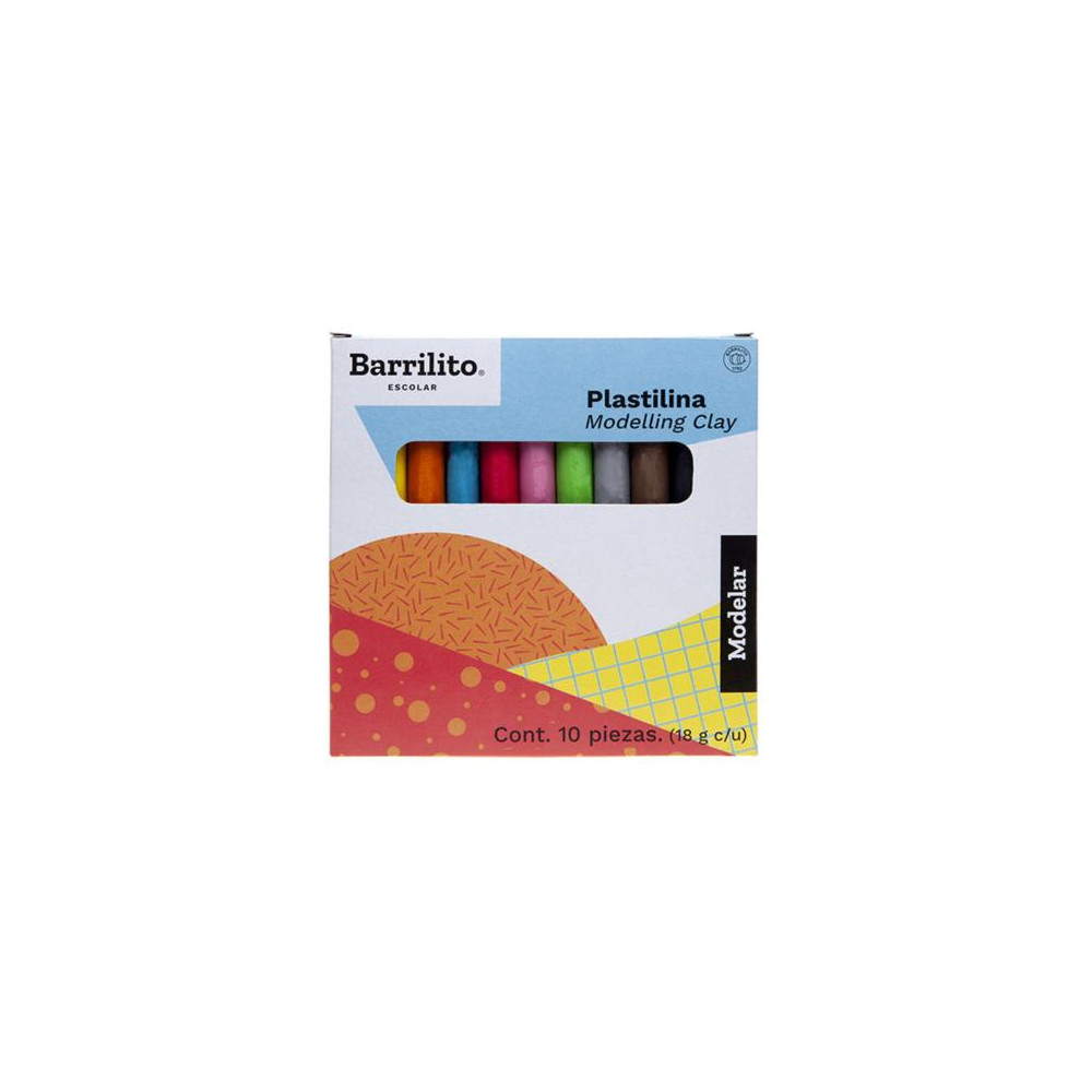 Plastilina Barrilito Colores Surtidos 180 g Caja C/10 Barras [ MX180 ]