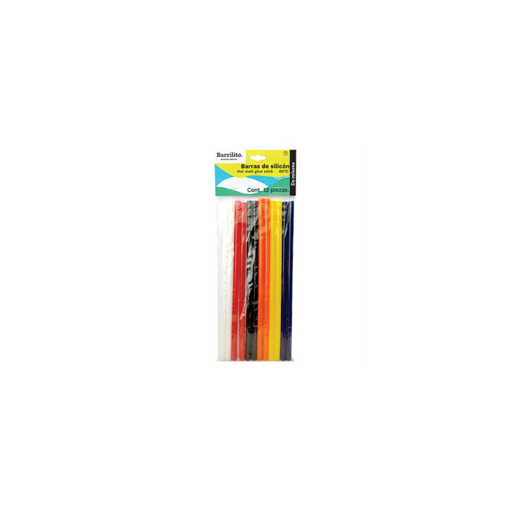 Barras de Silicón Barrilito 7mm Colores Surtidos Bolsa C/12 Pzas [ BS7C ]