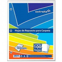 HOJA REPUESTO ESTRELLA CARTA BLANCO 100HJS PAQ C/20 [ 0558 ]