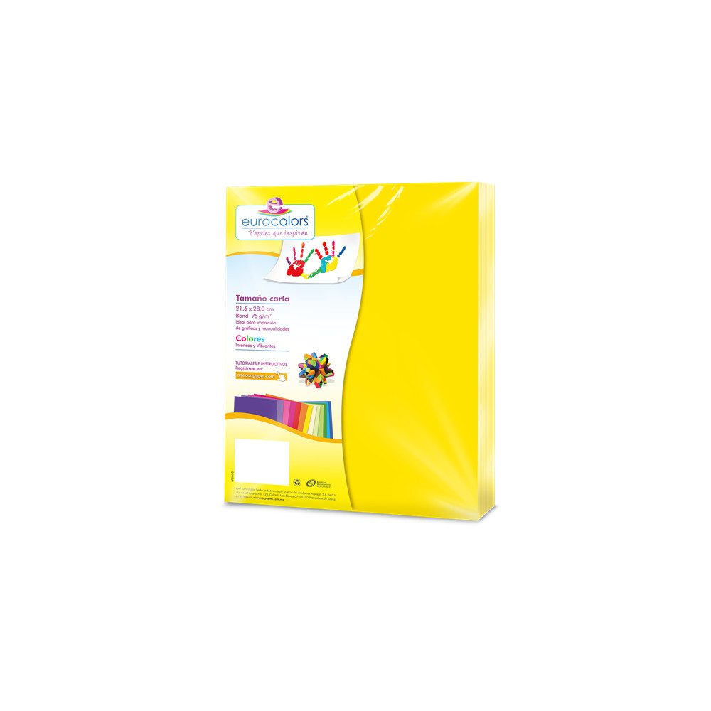 PAPEL CORTADO EUROCOLORS CARTA AMARILLO NEON C/100 [ EC0079 ]