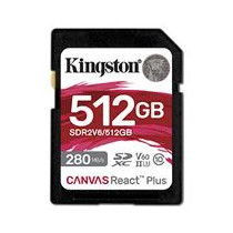 MEMORIA FLASH SD KINGSTON SDXC CANVAS REACT PLUS 512GB 280R/150W UHS-II U3 V60 (SDR2V6/512GB) [ SDR2V6512GB ][ RAM-4261 ]