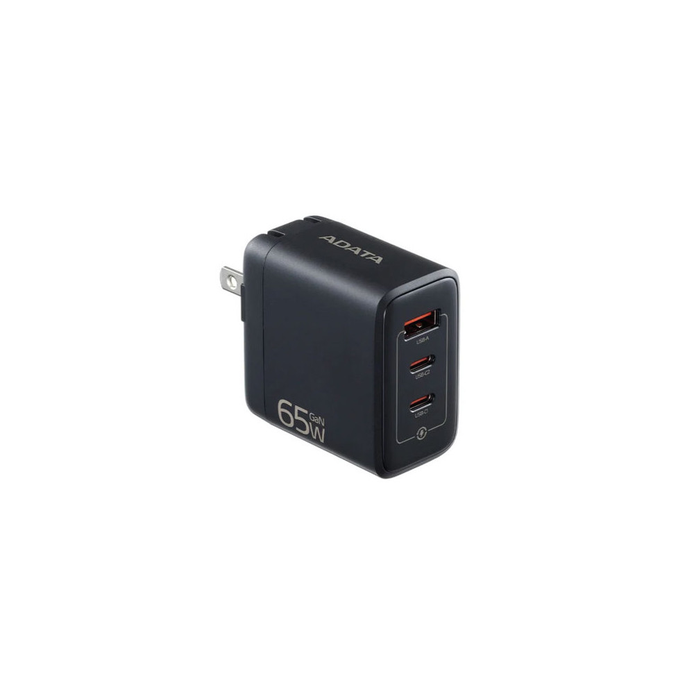 CARGADOR ADATA USB DE PARED 65W GAN 2PUERTO USB TIPO C 1 PUERTO USB A ENCHUFE PLEGABLE NEGRO [ CHARGERU-0653-QCPDBK ]