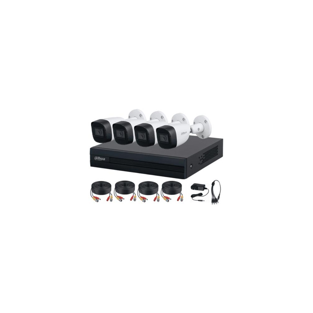 Kit de 4 Canales Dahua 2MP Audio/DVR Cooper-I WizSense-IA/4 Cmaras Metlicas Micrfono Integrado/4Ch+1 [ DH-KITXVR1B04-I4-HFW1200CMN-A- ]