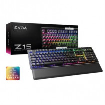 Teclado Gamer EVGA Z15 RGB Multi Mecnico Switch Kailh Speed Bronze Almbrico reposa muecas magntico N [ 821-W1-15SP-K2 ]