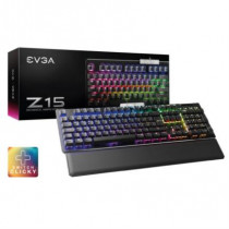 Teclado Gamer EVGA Z15 RGB Multi Mecnico Switch Clicky Speed Bronze Almbrico Reposa Muecas Magntico  [ 822-W1-15SP-K2 ]