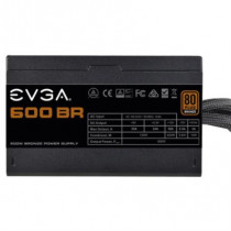 Fuente de Poder EVGA BR 600W 80 Plus Bronze ATX 12V 24 pin Fan 120mm Negro [ 100-BR-0600-K1 ]