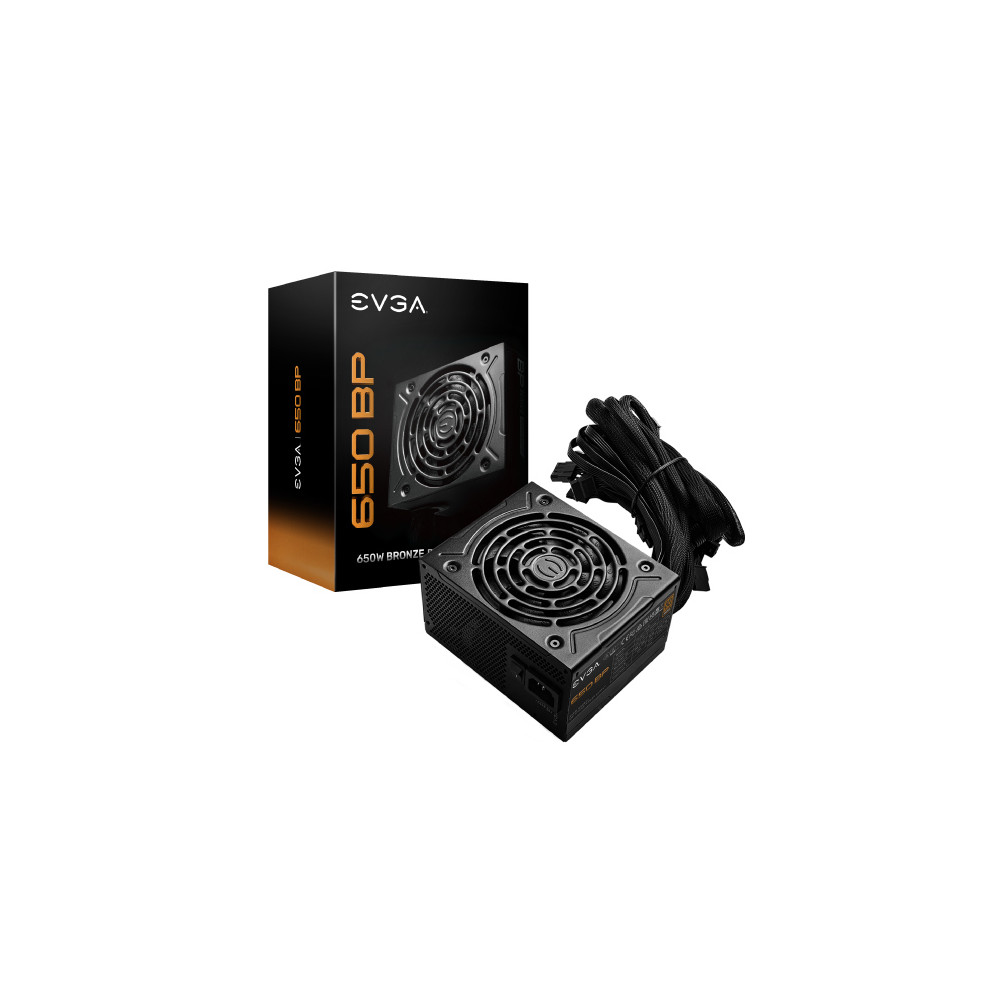 Fuente de Poder EVGA 650 BP 650W 80 Plus Bronze ATX 12V 20+4 pin Fan 120mm Negro [ 100-BP-0650-K1 ]