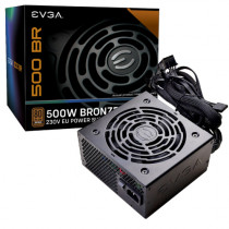 Fuente de Poder EVGA 500 BR 500W 80 Plus Bronze ATX 12V 24 pin Fan 120mm Negro [ 100-BR-0500-K1 ]