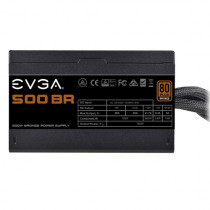 Fuente de Poder EVGA 500 BR 500W 80 Plus Bronze ATX 12V 24 pin Fan 120mm Negro [ 100-BR-0500-K1 ]