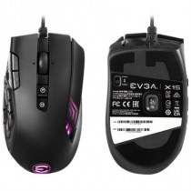 Mouse EVGA X15 MMO RGB Gaming 20 Botones 16000dpi Color Negro [ 904-W1-15BK-KR ]