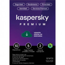 Licencia Antivirus ESD Kaspersky Premium 2 Aos 10 Dispositivos 5 Cuentas KPM [ KL1047ZDKDS ]