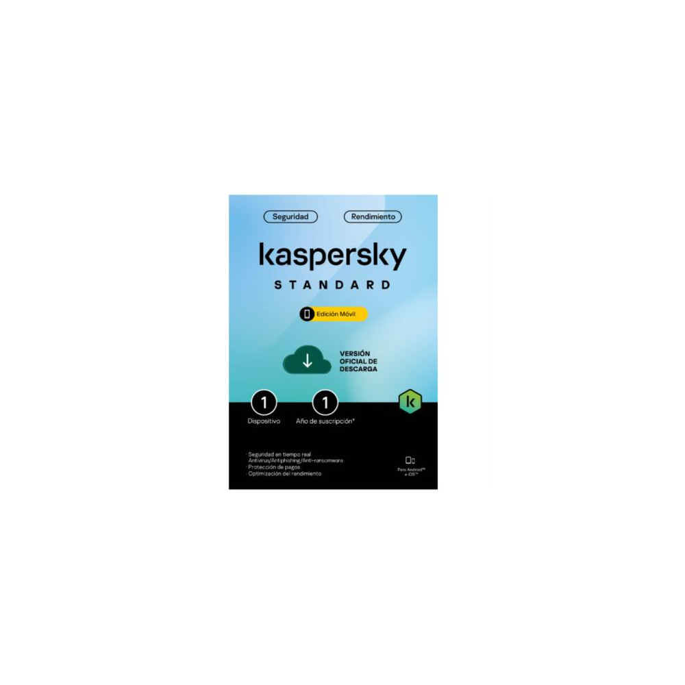 Licencia Antivirus ESD Kaspersky Standard Mobile 1 Ao 1 Dispositivo [ KL1048ZDAFS ]