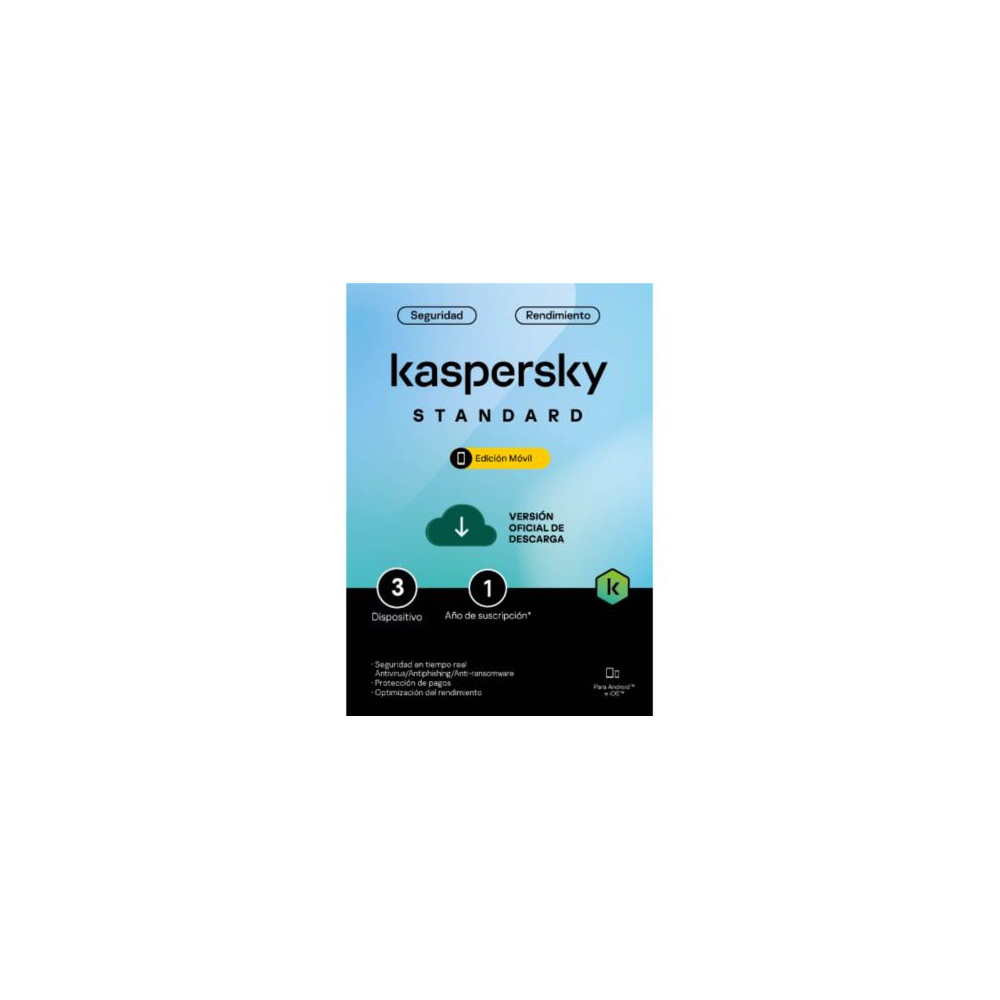 Licencia Antivirus ESD Kaspersky Standard Mobile 1 Ao 3 Dispositivos [ KL1048ZDCFS ]