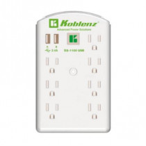 Supresor Pared Koblenz SS-1100 USB 100 Joules 7 Contactos/2 Puertos USB 2.4A LED [ 00-5328-00-0 ]