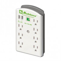 Supresor Pared Koblenz SS-1100 USB 100 Joules 7 Contactos/2 Puertos USB 2.4A LED [ 00-5328-00-0 ]