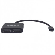 Adaptador Manhattan USB-C a 2 Puertos DisplayPort Hub MST Color Negro [ 152952 ]