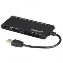 Lector y Grabador Manhattan Externo de Tarjetas 62 en 1 Sper Velocidad USB 3.0 Color Negro [ 101653 ]