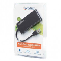 Lector y Grabador Manhattan Externo de Tarjetas 62 en 1 Sper Velocidad USB 3.0 Color Negro [ 101653 ]