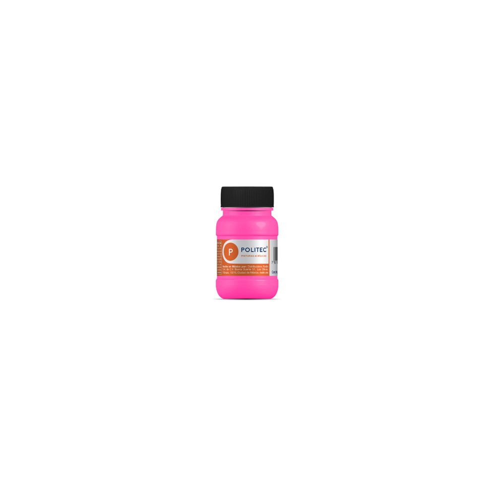 Pintura Acrilica Politec Rosa fluorescente 100ml No 806 Caja c/6 piezas [ 11900 ]