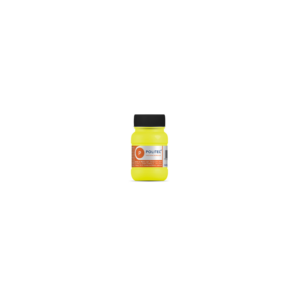 Pintura Acrilica Politec Amarillo fluorescente 100ml. No 801 Caja c/6 piezas [ 11895 ]