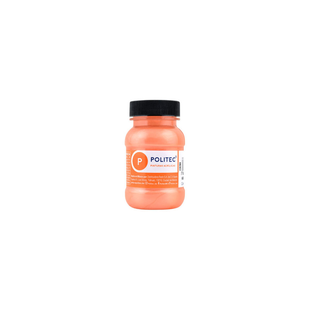 Pintura Acrilica Politec Naranja Matalico 100ml No 508 Caja c/6 piezas [ 29517 ]