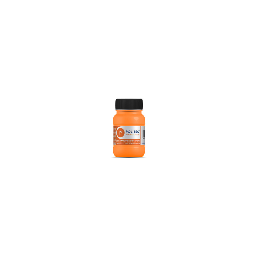 Pintura Acrilica Politec Naranja fluorescente 100ml. No 803 Caja c/6 piezas [ 11897 ]