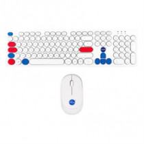 Kit Teclado y Mouse TechZone NASA Gaming Inalmbrico Color Blanco-Rojo-Azul [ NSKM02 ]