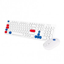 Kit Teclado y Mouse TechZone NASA Gaming Inalmbrico Color Blanco-Rojo-Azul [ NSKM02 ]