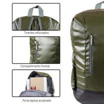 Mochila Techzone Waterproof para Laptop Color Verde-Gris y Negro [ TZ16LBP23 ]